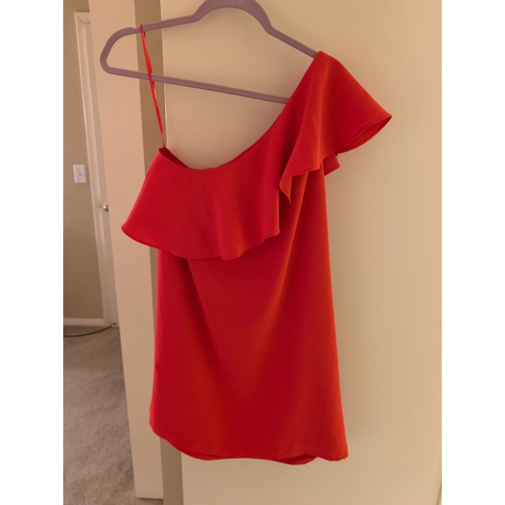Red one shoulder dress